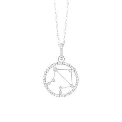 Collier Constellation Balance en Or Blanc 750 & Diamants 0,17 ct, Longueur 42 cm - Aurora