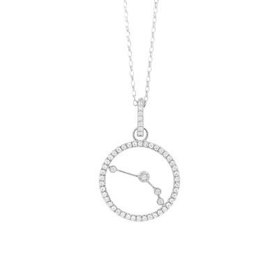 Collier Constellation Bélier en Or Blanc 750 & Diamants 0,16 ct, Longueur 42 cm - Aurora