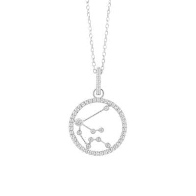 Collier Constellation Verseau en Or Blanc 750 & Diamants 0,20 ct, Longueur 42 cm - Aurora