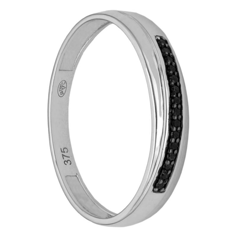 Semi-Domed Standard 375 White Gold & Diamonds 0.03 ct Wedding Ring, Size 54 - Divine