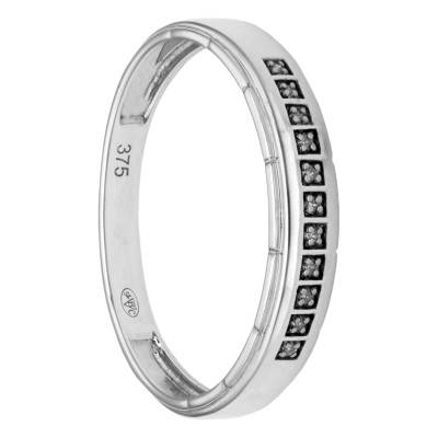 Standard 375 White Gold & 0.02 ct Diamond Wedding Ring, Size 54 - Divine