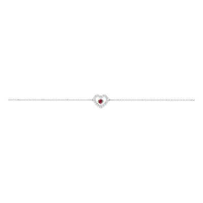 Bracelet Or Blanc 375 Rubis & Oxydes de Zirconium - Emanessence