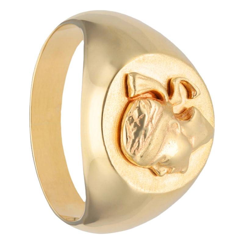 375 Yellow Gold Round Moor's Head Signet Ring - Imperium