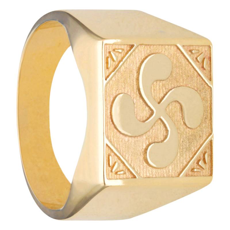 750/1000 Yellow Gold Square Basque Cross Signet Ring - Imperium