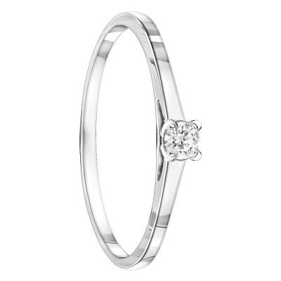 Solitaire 4 griffes en Or Blanc 375 & Diamant 0,08 ct HP1 - Aurora