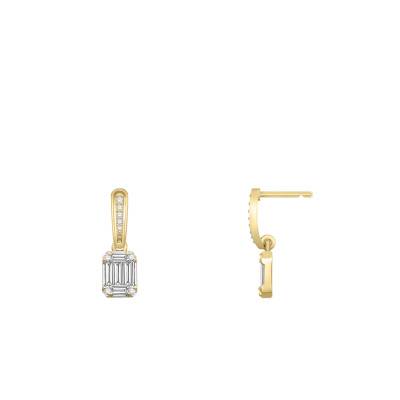 Boucles d'oreilles Emeraude Diamants 0,42 ct GSI2 et Or Jaune 750 - Diamond Lady