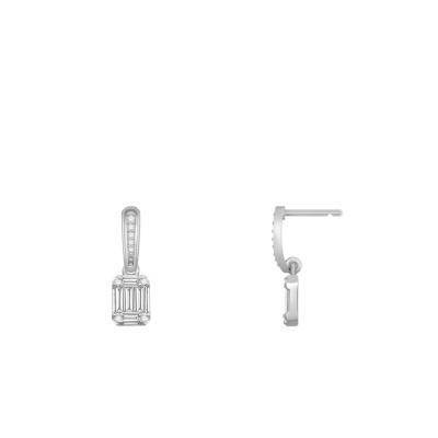 Boucles d'oreilles Emeraude Diamants 0,42 ct GSI2 et Or Blanc 750 - Diamond Lady