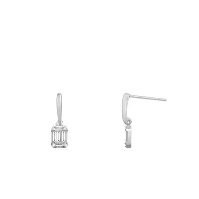 Boucles d'oreilles Emeraude Diamants 0,26 ct GSI2 et Or Blanc 750 - Diamond Lady