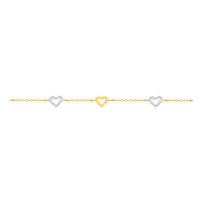Yellow Gold-Plated & Rhodium-Plated Heart Bracelet - Emanessence