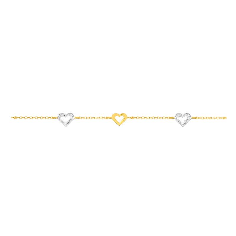 Yellow Gold-Plated & Rhodium-Plated Heart Bracelet - Emanessence