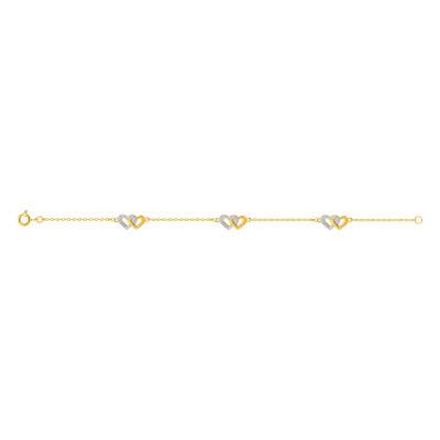 Yellow Gold-Plated & Rhodium-Plated Intertwined Hearts Bracelet - Emanessence