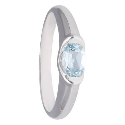 Bague V Topaze Bleue & Or Blanc 750 - Les Valentines