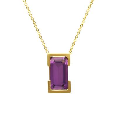 Collier Oméga Améthyste & Or Jaune 750, Longueur 42 cm - Les Valentines
