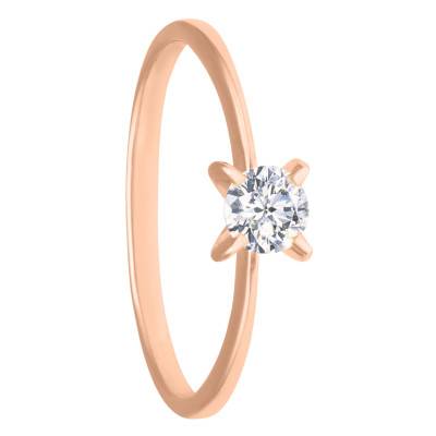 Solitaire Delia, Pierre Blanche 0,25 ct & Or Rose 750 - Façonnier