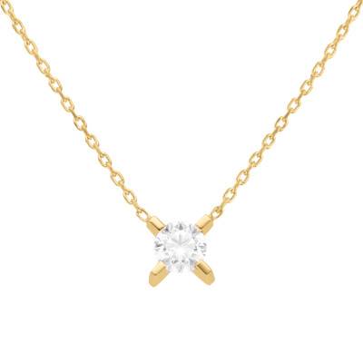 Collier Delia Diamant 0,25 ct & Or Jaune 750, Longueur 41 cm - Façonnier