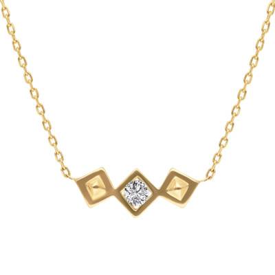 Collier Louvre Diamant 0,07 ct & Or Jaune 750, Longueur 41 cm - Façonnier