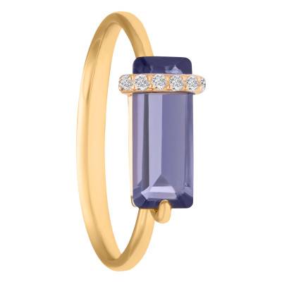 Bague Corset Iolite & Diamants 0,048 ct, Or Jaune 750 - Façonnier
