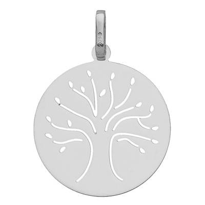 Médaille Arbre de vie découpé, Or Blanc 750, Diamètre 18 mm - Vandona