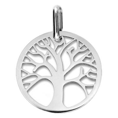 Médaille Arbre de Vie Ajouré Or Blanc, Diamètre 17 mm - Lucas Lucor