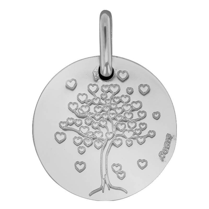 750 White Gold Heart Tree of Life Medal, Diameter 14 mm or 16 mm - Augis