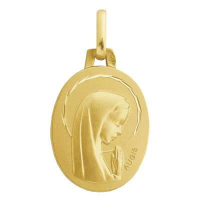 Médaille Ovale Vierge Auréole Facettée Or Jaune 750 - Augis