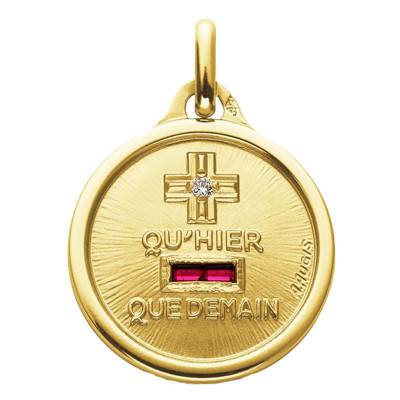 750 Yellow Gold & Ruby L'Essentielle Rouge Love Medal, Diameter 18 mm - Augis