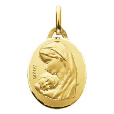 Médaille Vierge Maternité Ovale Or Jaune 750 - Augis