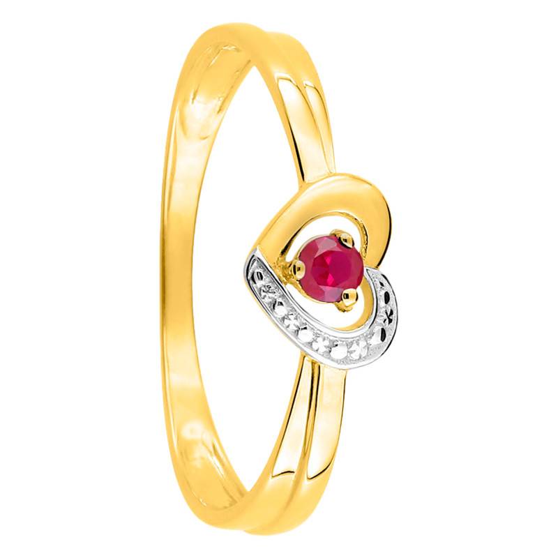 375/1000 9K Yellow Gold Ruby Heart Solitaire Ring - Emanessence