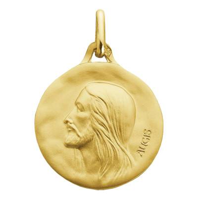 Médaille Ronde Christ de Profil Or Jaune 750, Diamètre 18 mm - Augis