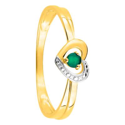 375 Yellow Gold Heart Solitaire Ring, 0.72 ct Emerald - Emanessence