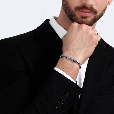 Blue Crystal Black Ceramic & Steel Bracelet, 21 cm - JM223ATZ20 - Maserati