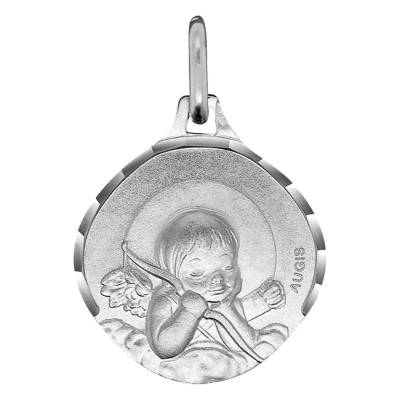Médaille Ange à l'Arc Or Blanc 750, Diamètre 15 mm - Augis