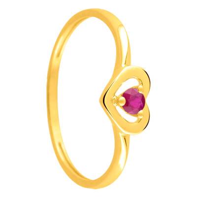 Bague Coeur Or Jaune 375, Rubis - Emanessence