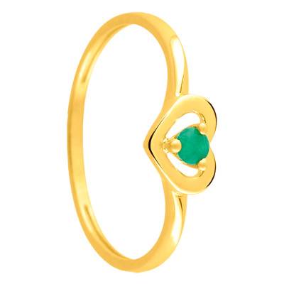 Bague Coeur Or Jaune 375, Emeraude 0,72 ct - Emanessence