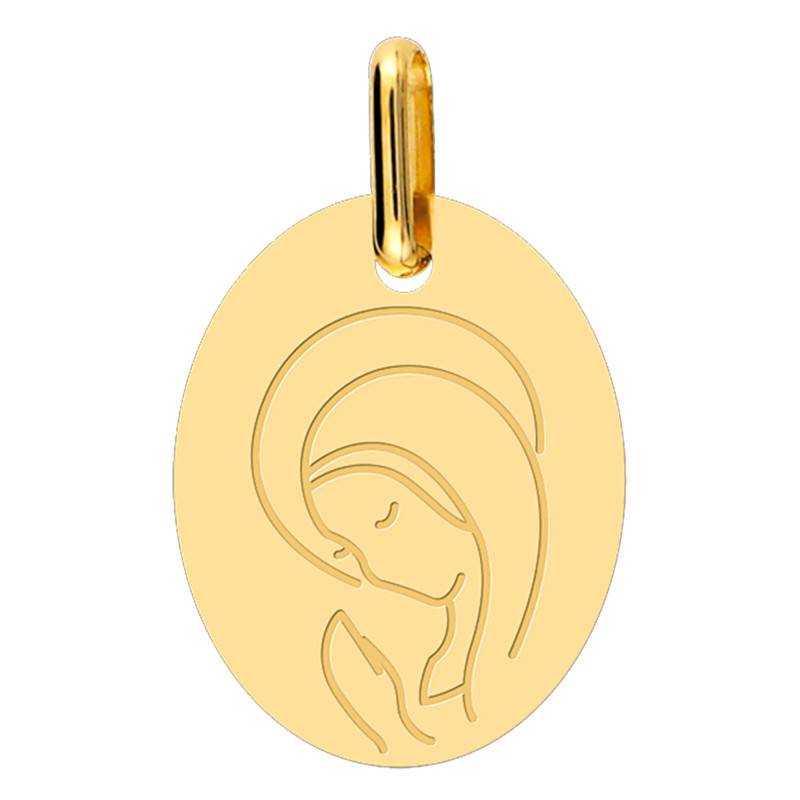 375/1000 Yellow Gold Praying Virgin Mary Medal - Lucas Lucor