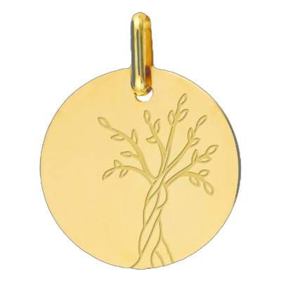 Médaille Arbre de Vie Tronc Torsadé Or Jaune 375, Diamètre 16 mm - Lucas Lucor