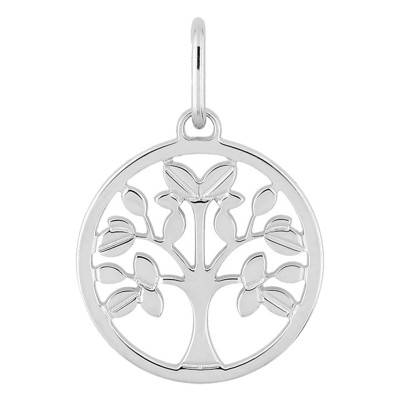 Médaille Arbre de Vie Or Blanc 750, Diamètre 12 mm - Emanessence