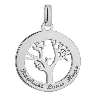 Médaille ajourée gravable arbre de vie en Argent 925, Diamètre 21 mm - Lumiosa