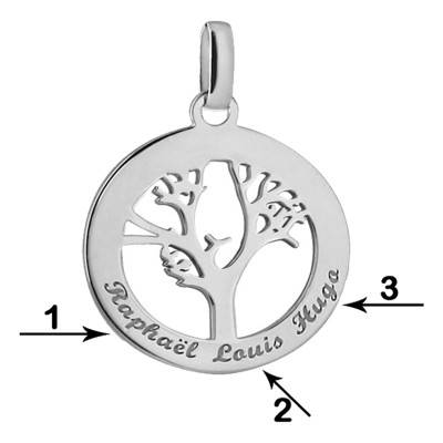 Médaille ajourée gravable arbre de vie en Argent 925, Diamètre 21 mm - Lumiosa