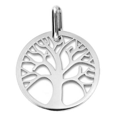Médaille Arbre de Vie Ajouré Or Blanc, Diamètre 20 mm - Lucas Lucor