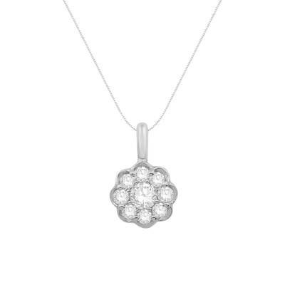Collier Diamants 0,15 ct GSI2 et Or Blanc 750, Longueur 40 cm - Diamond Lady