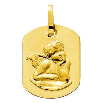Médaille Ange Raphaël Rectangulaire Or Jaune 750 - Emanessence