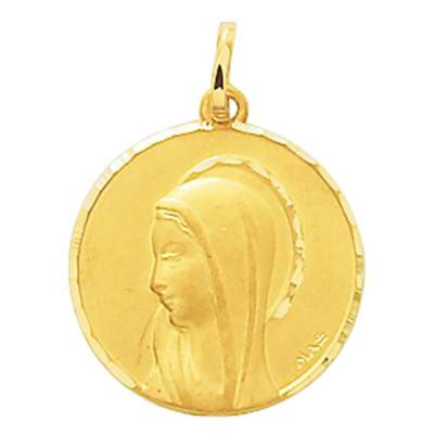 Médaille Ronde Vierge Profil Or Jaune, Diamètre 17 mm - Emanessence