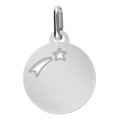 Médaille Etoile Filante Or Blanc 375 ou 750, Diamètre 15 mm - Lucas Lucor