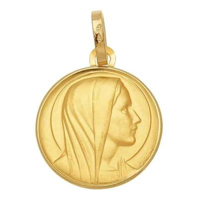 Médaille Ronde Vierge de profil, Or Jaune 750, Diamètre 17 mm - Vandona