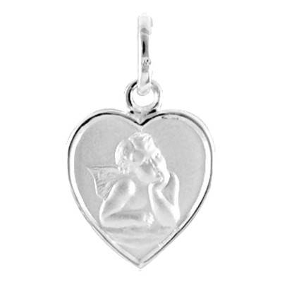 Médaille Coeur Ange Gardien en Argent 925 - Emanessence