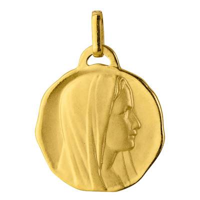Médaille Ronde Vierge de profil, Or Jaune 750, Diamètre 14 mm - Vandona