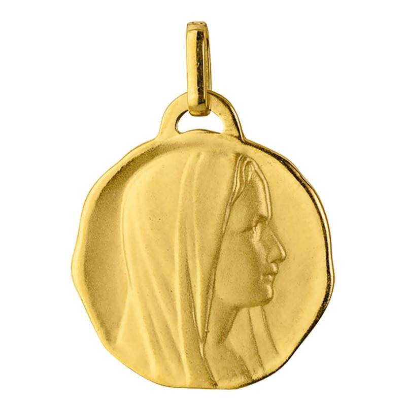 750 Yellow Gold Round Profile Virgin Medal, Diameter 14 mm - Vandona