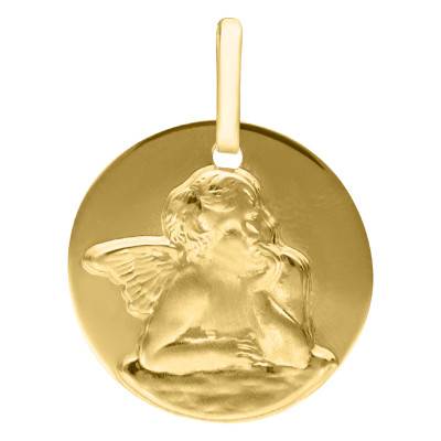 375/1000 Yellow Gold Angel Raphaël Medal, Diameter 20 mm - Emanessence