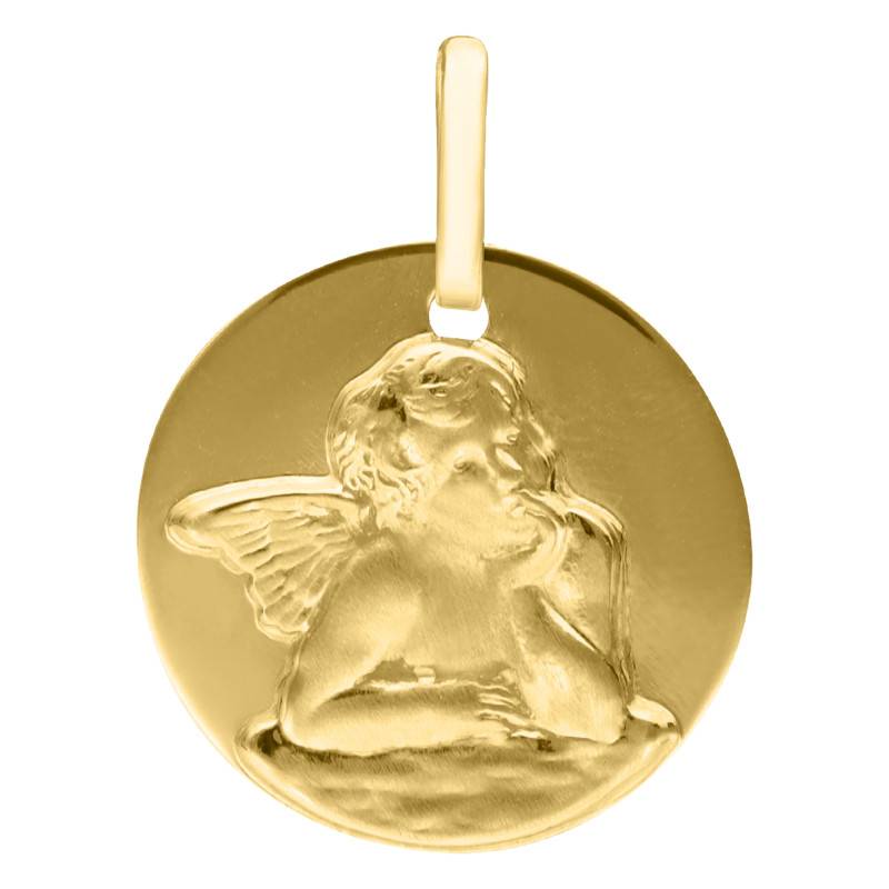 375/1000 Yellow Gold Angel Raphaël Medal, Diameter 20 mm - Emanessence